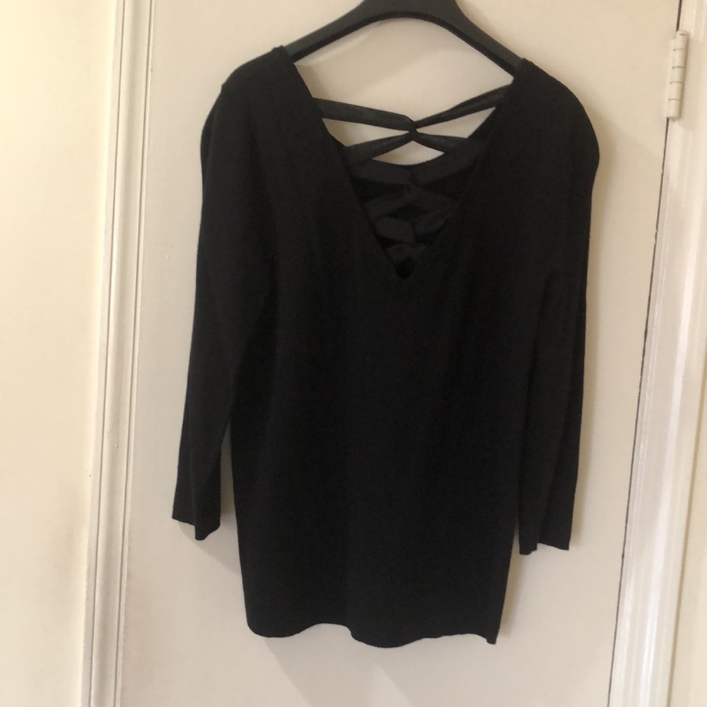 Black Sweater with Cross Back Detail - Picture 2 of 4
